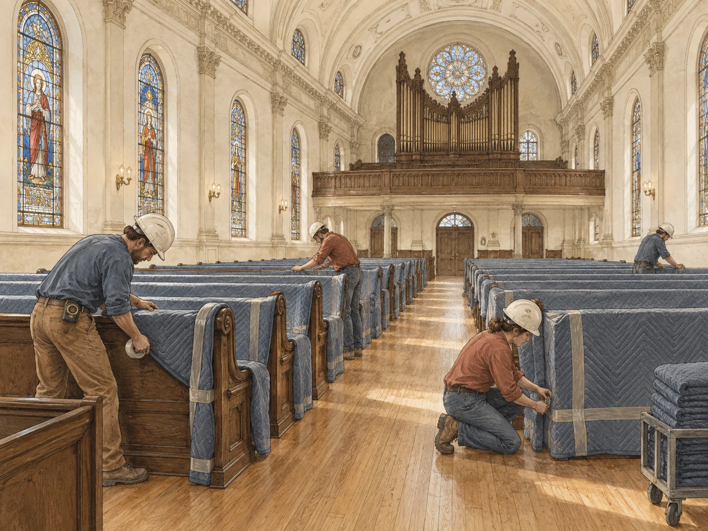 Wrapping the pews