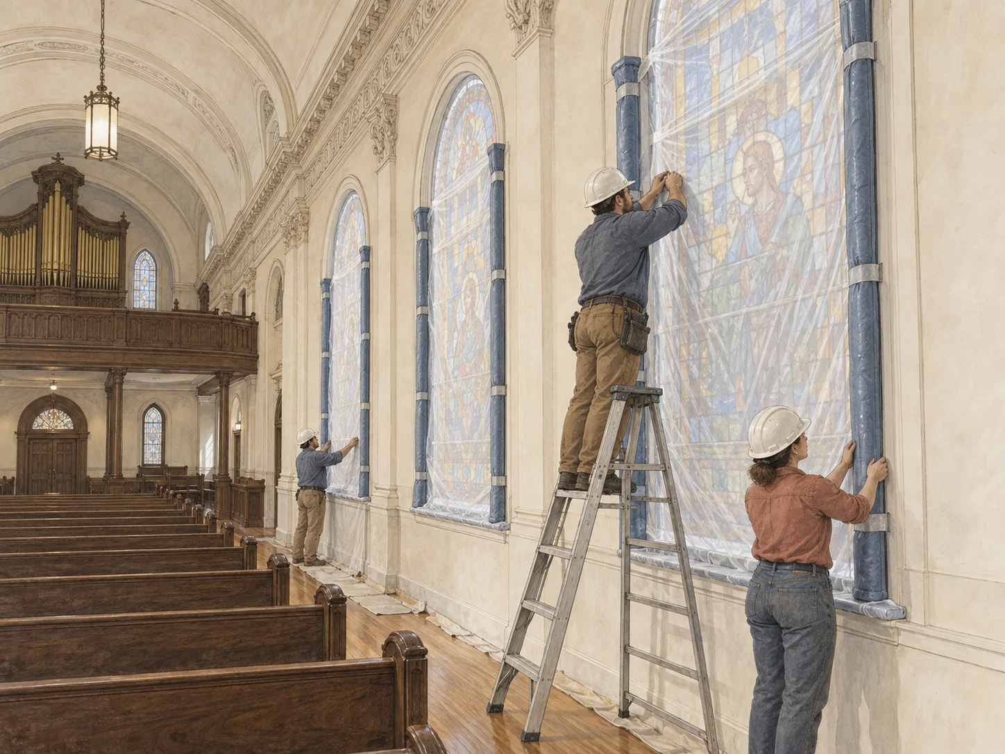 Protecting the stained glass