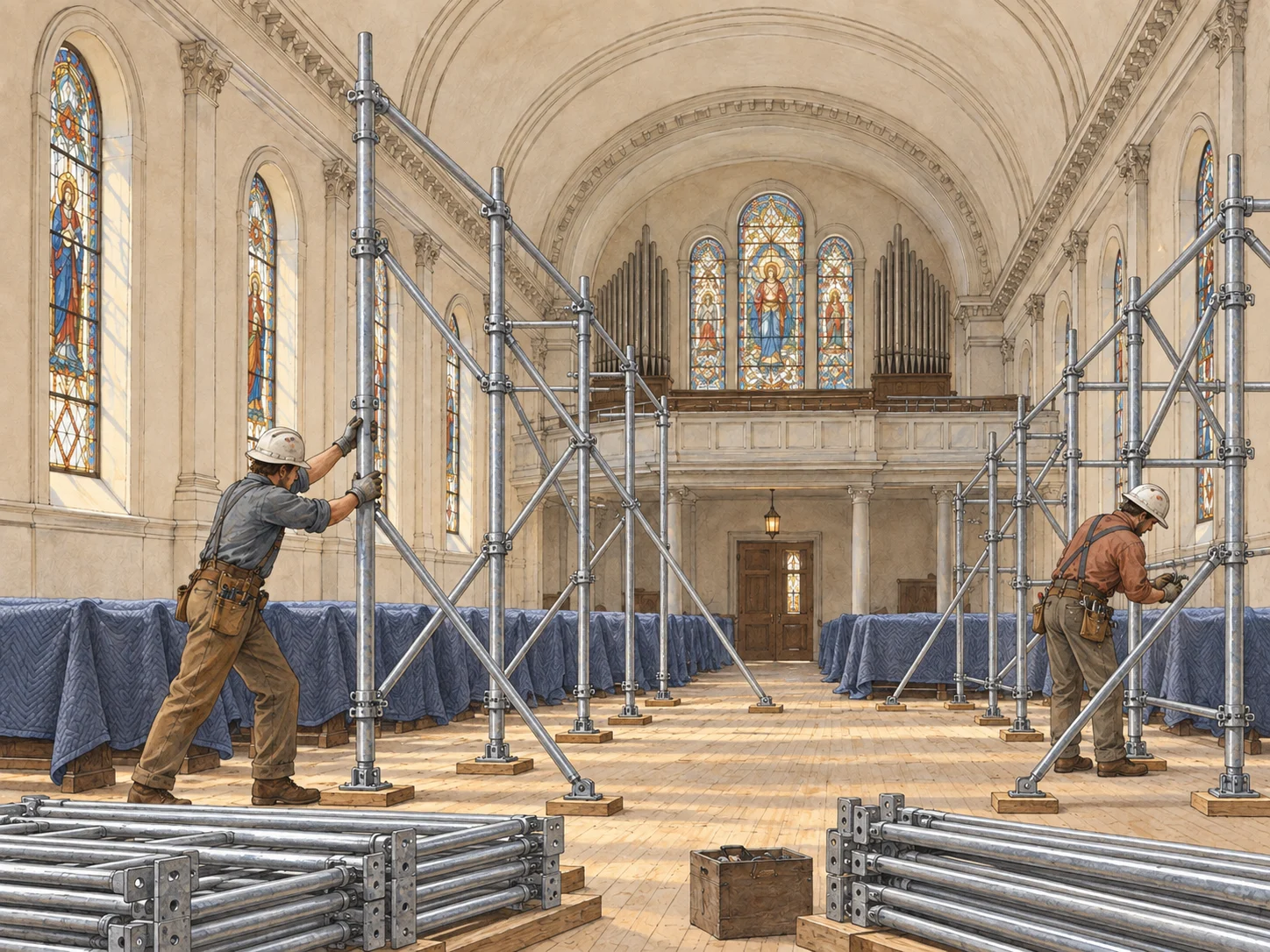 First scaffold bays