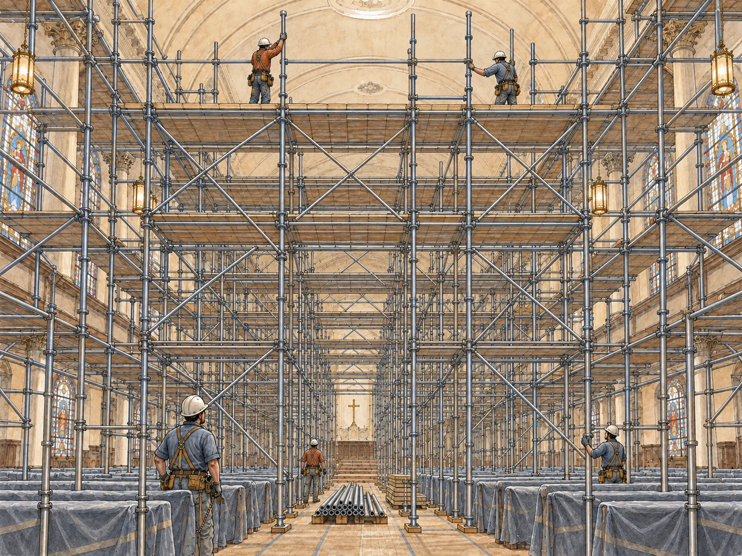 Continuing scaffold erection